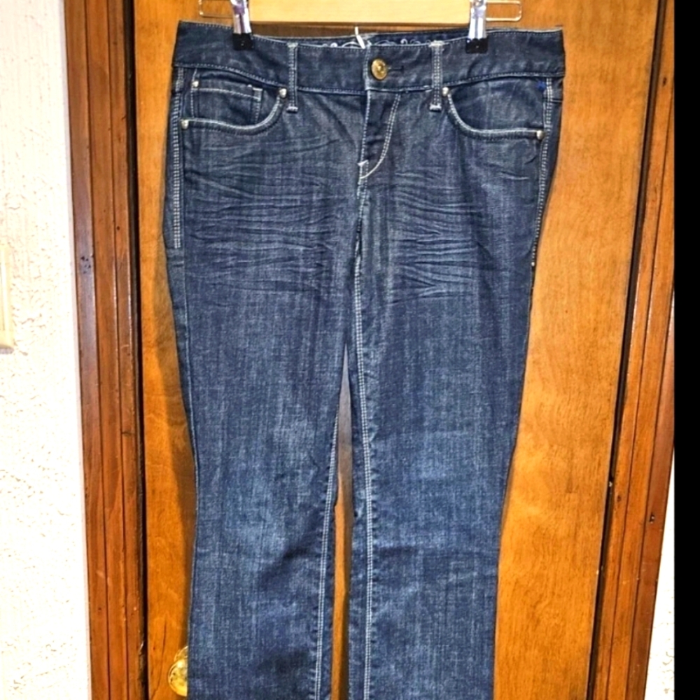 Express Bootcut Dark Blue Wash Jeans With Pockets Women's Ladies Womans